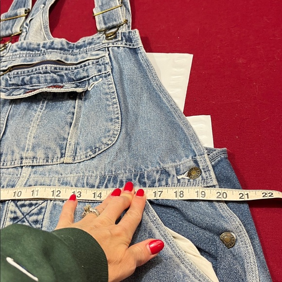 FiveBrother BIB OVERALL blue JEANS DENIM PANTS mens size 38 Baggy 90s grunge rip - Picture 11 of 16